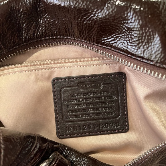 Like new, lightly used Coach Ashley Patent Mahogany Satchel F20460 - Picture 3 of 6